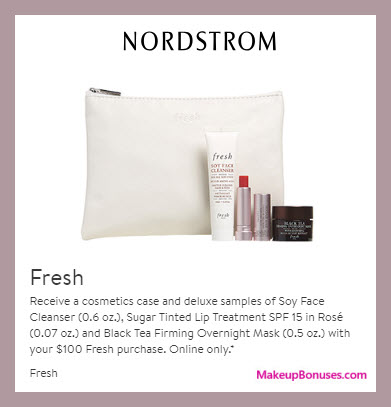 Receive a free 4-pc gift with $100 Fresh purchase