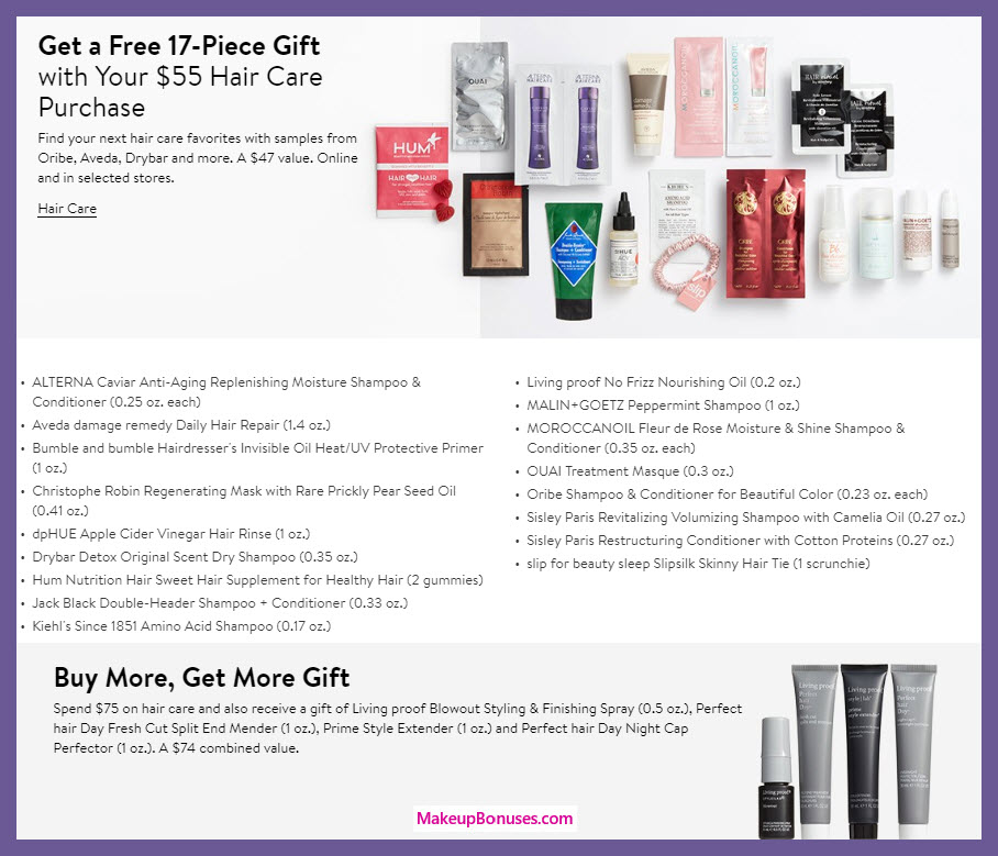 Receive a free 17-pc gift with $55 hair care purchase