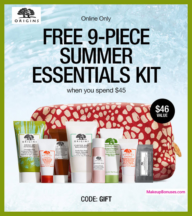 Receive a free 9-pc gift with $45 Origins purchase