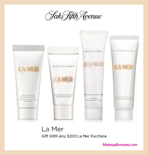 Receive a free 4-pc gift with $200 La Mer purchase