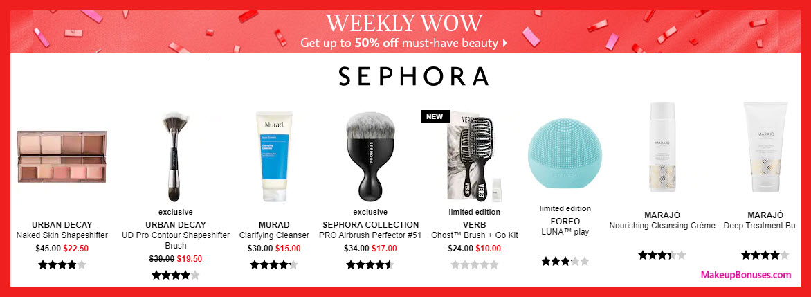 Sephora Weekly Wow Discounts (one week only) - MakeupBonuses.com