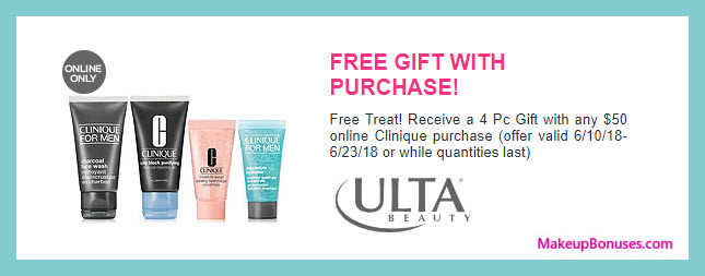 Receive a free 4-pc gift with $50 Clinique purchase
