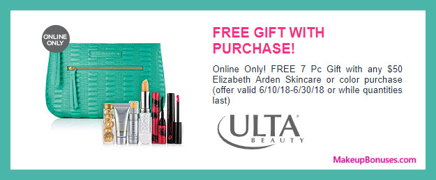 Receive a free 7-pc gift with $50 Elizabeth Arden purchase