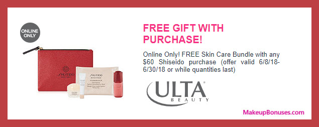 Receive a free 5-pc gift with $60 Shiseido purchase