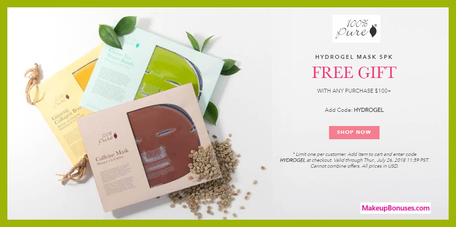 Receive a free 5-pc gift with $100 100% Pure purchase