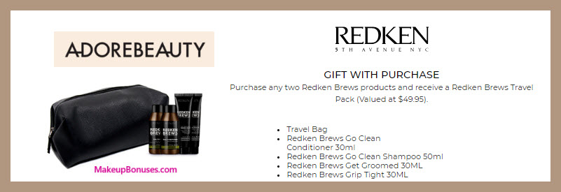 Receive a free 5-pc gift with 2+ Redken Brews products purchase