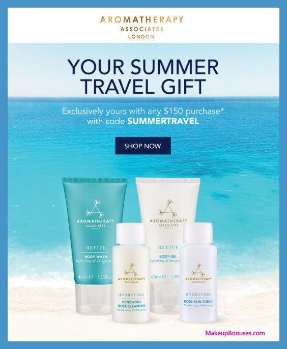 Receive a free 4-pc gift with $150 Aromatherapy Associates purchase