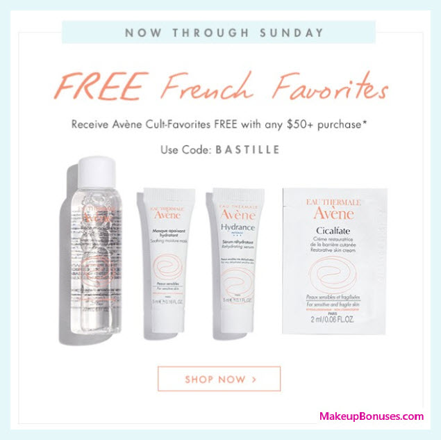 Receive a free 4-pc gift with $50 Avène purchase