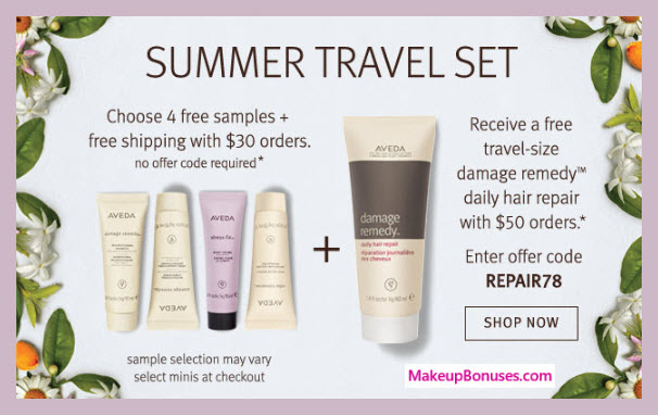 Receive your choice of 4-pc gift with $30 Aveda purchase