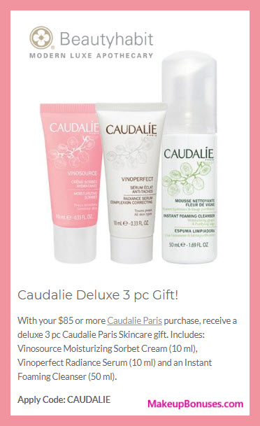 Receive a free 3-pc gift with $85 Caudalie purchase