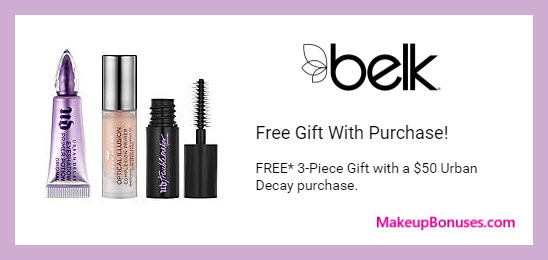 Receive a free 3-pc gift with $50 Urban Decay purchase