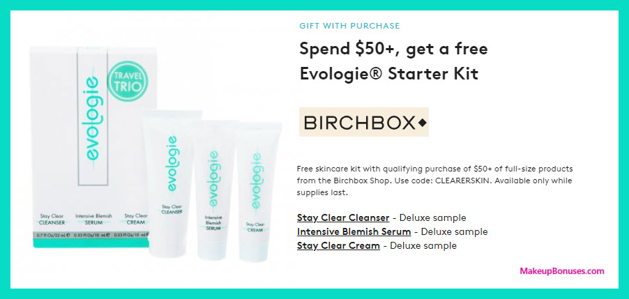 Receive a free 3-pc gift with $50 of full size products purchase