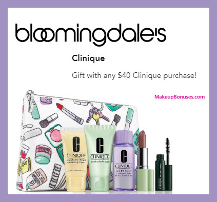 Receive a free 6-pc gift with $40 Clinique purchase