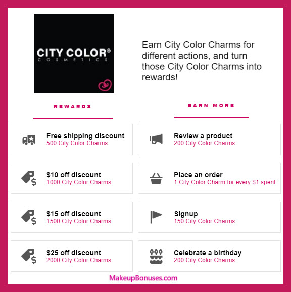 City Color Cosmetics Birthday Gift - MakeupBonuses.com #CityColorbeauty