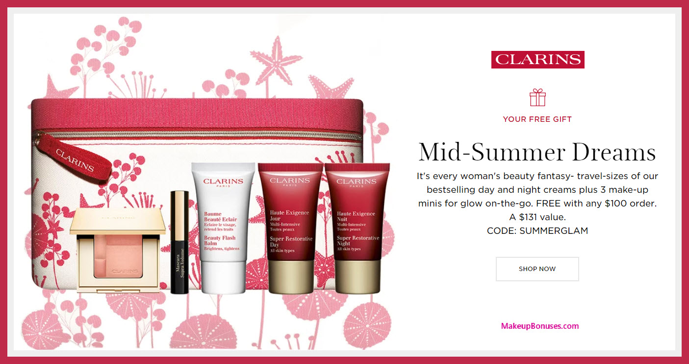 Receive a free 6-pc gift with $100 Clarins purchase