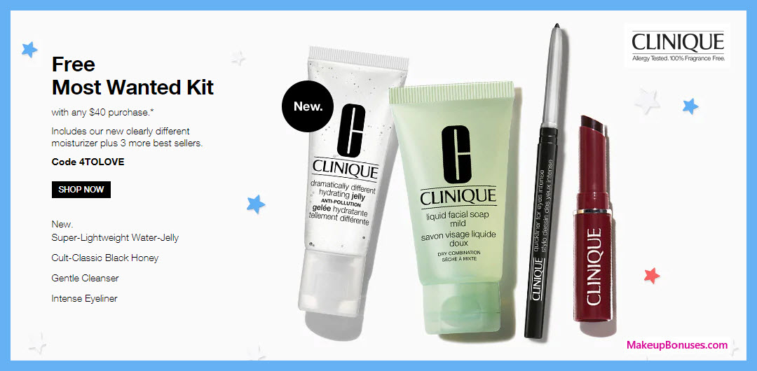 Receive a free 4-pc gift with $40 Clinique purchase