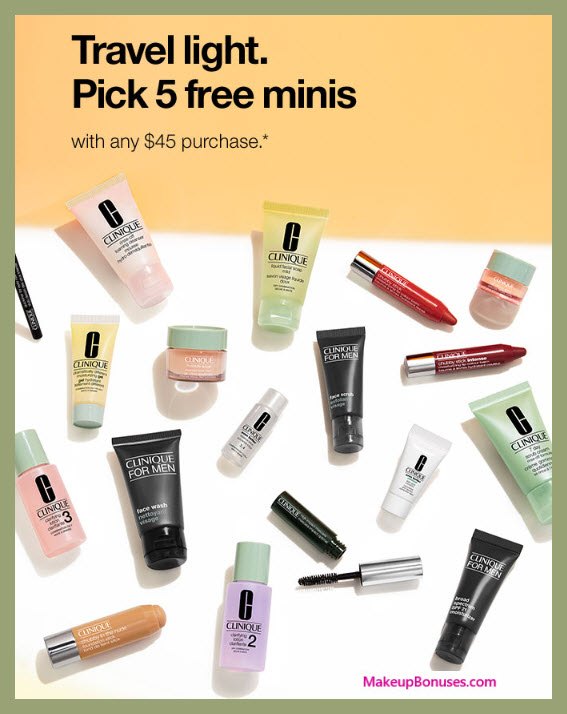 Receive your choice of 5-pc gift with $45 Clinique purchase