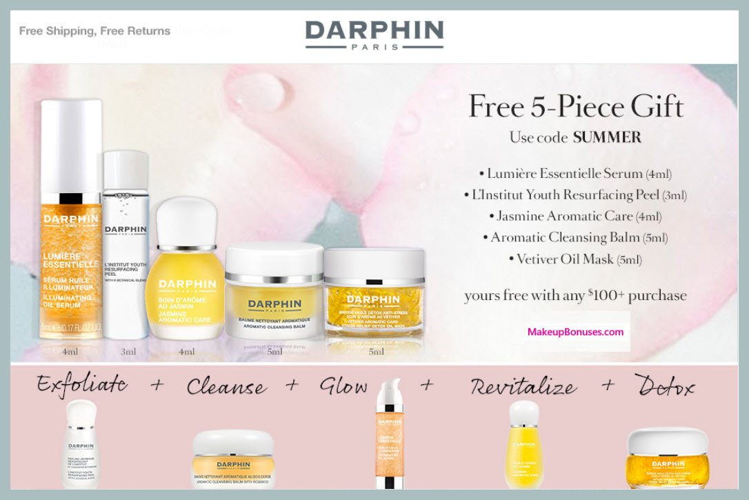 Receive a free 5-pc gift with $100 Darphin purchase