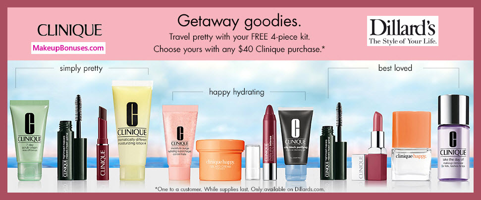 Receive your choice of 4-pc gift with $40 Clinique purchase