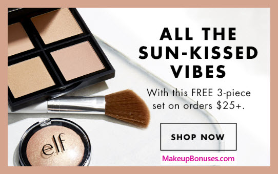 Receive a free 3-pc gift with $25 ELF Cosmetics purchase