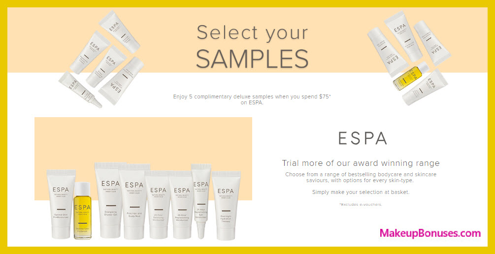 Receive your choice of 5-pc gift with $75 ESPA purchase