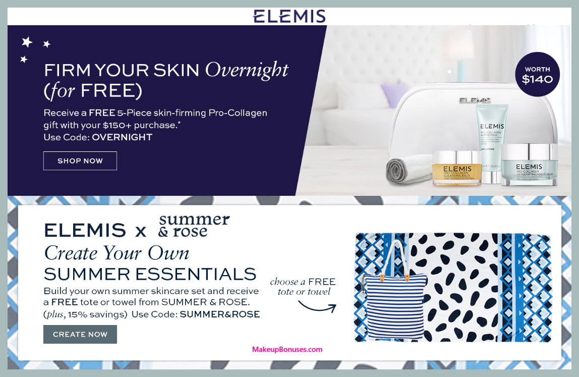 Receive a free 5-pc gift with $150 Elemis purchase
