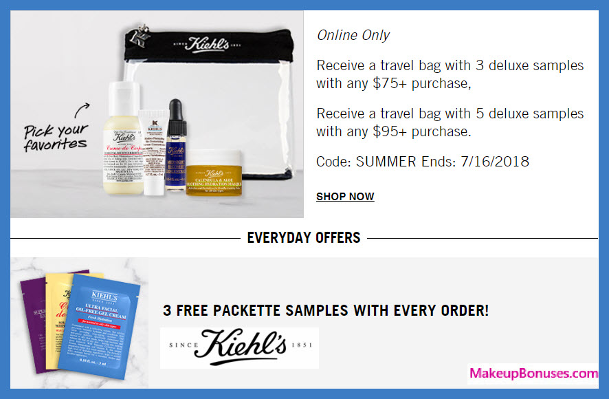 Receive your choice of 5-pc gift with $95 Kiehl's purchase