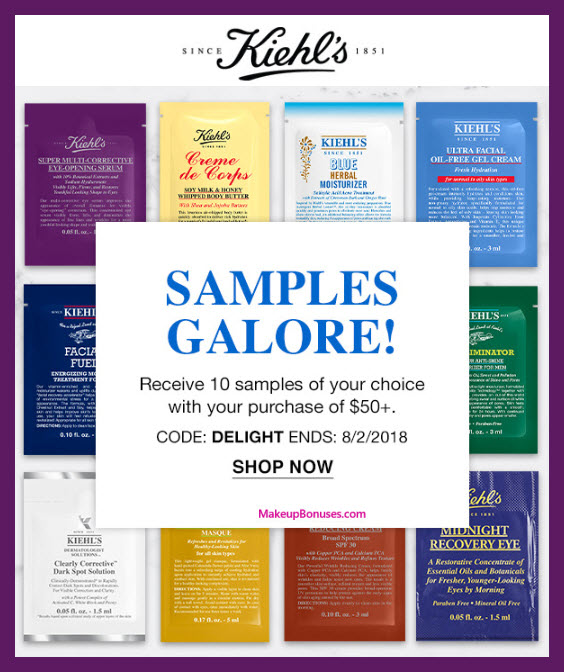 Receive your choice of 10-pc gift with $50 Kiehl's purchase