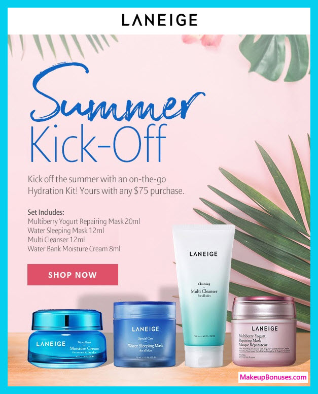 Receive a free 4-pc gift with $75 LANEIGE purchase