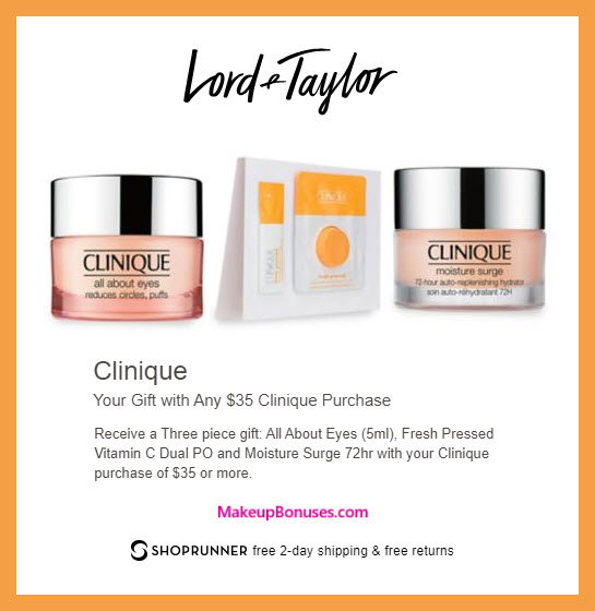 Receive a free 3-pc gift with $35 Clinique purchase