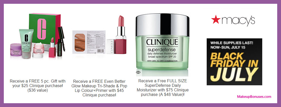 Receive a free 5-pc gift with $25 Clinique purchase