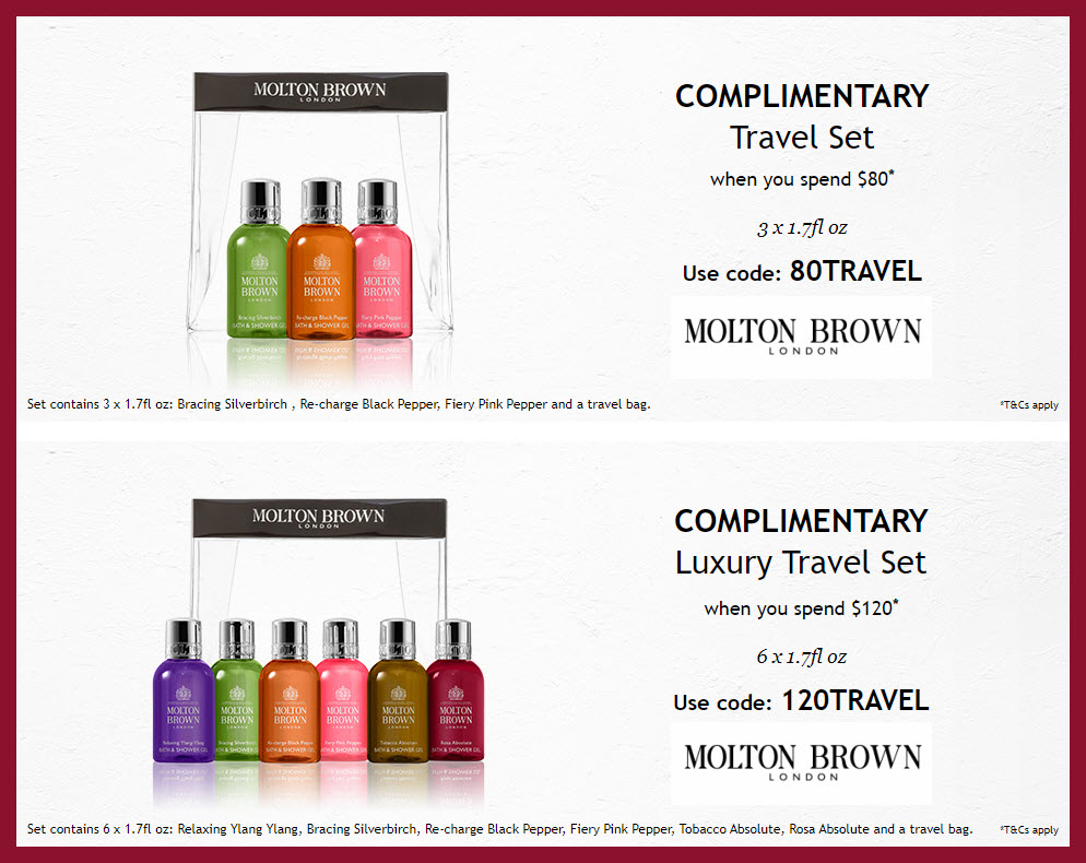 Receive a free 3-pc gift with $80 Molton Brown purchase