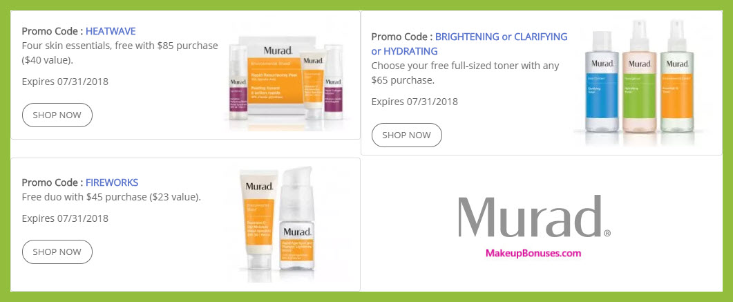 Receive a free 4-pc gift with $85 Murad purchase