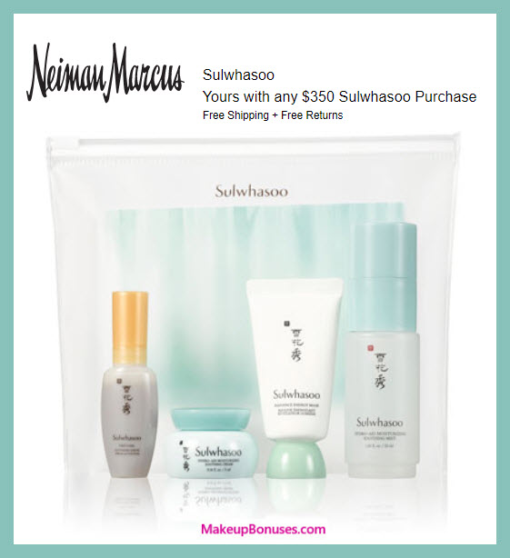 Receive a free 4-pc gift with $350 Sulwhasoo purchase