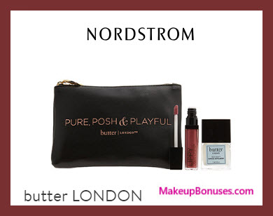 Receive a free 3-pc gift with $45 Butter London purchase