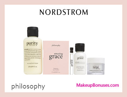Receive a free 4-pc gift with $50 Philosophy purchase