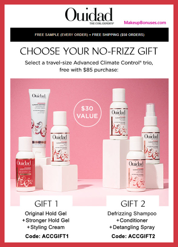 Receive your choice of 3-pc gift with $85 Ouidad purchase
