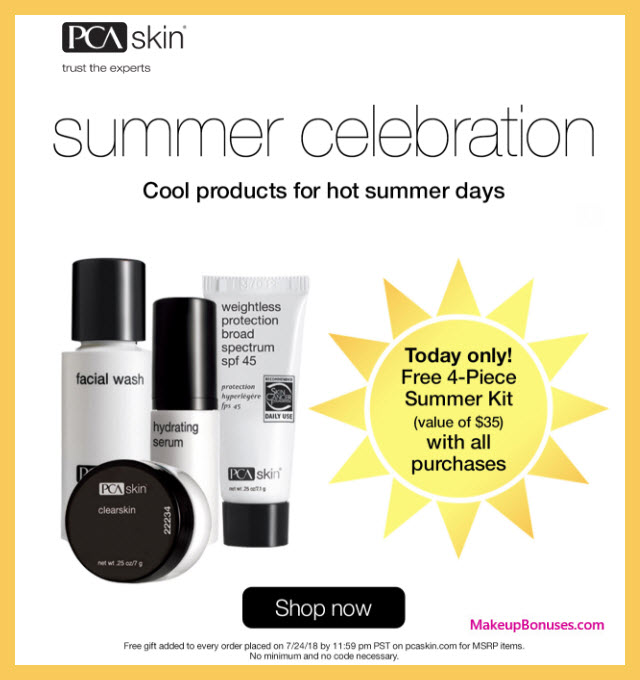 Receive a free 4-pc gift with $35 PCA Skin purchase
