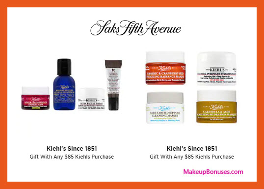 Receive a free 4-pc gift with $85 Kiehl's purchase