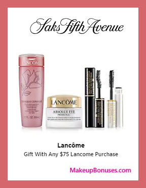 Receive a free 4-pc gift with $75 Lancôme purchase
