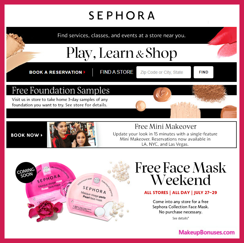 Sephora Free Face Mask MakeupBonuses.com