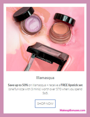Receive a free 4-pc gift with $65 Illamasqua purchase