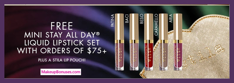 Receive a free 6-pc gift with $75 Stila purchase