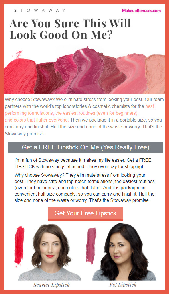Stowaway Cosmetics Free Sample - MakeupBonuses.com