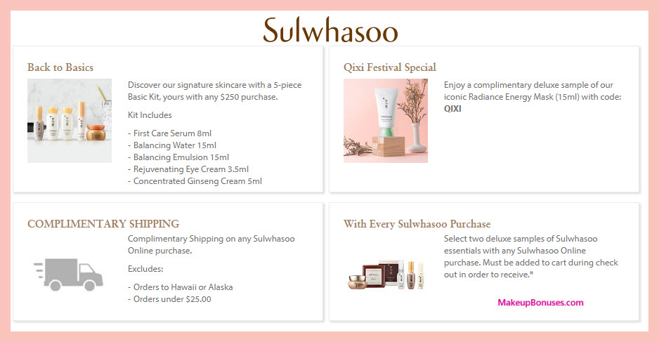 Receive a free 6-pc gift with $250 Sulwhasoo purchase