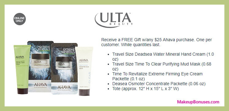Receive a free 5-pc gift with $25 AHAVA purchase