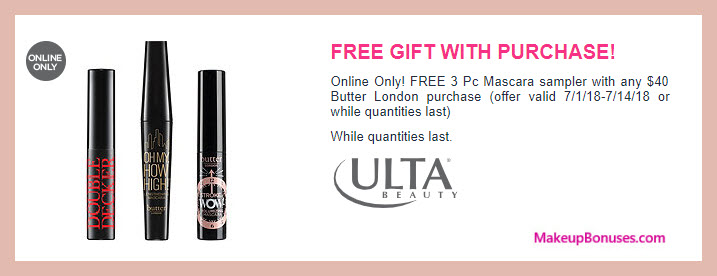 Receive a free 3-pc gift with $40 Butter London purchase