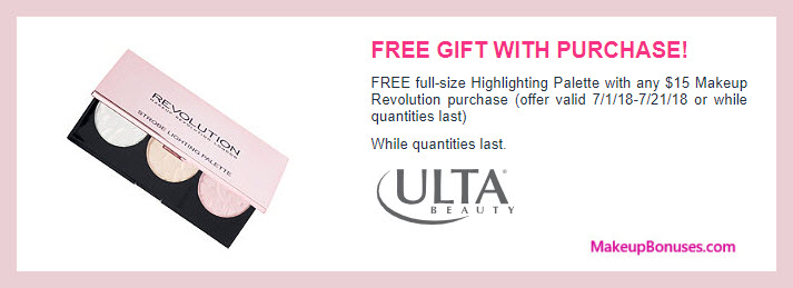 Receive a free 3-pc gift with $15 Makeup Revolution purchase