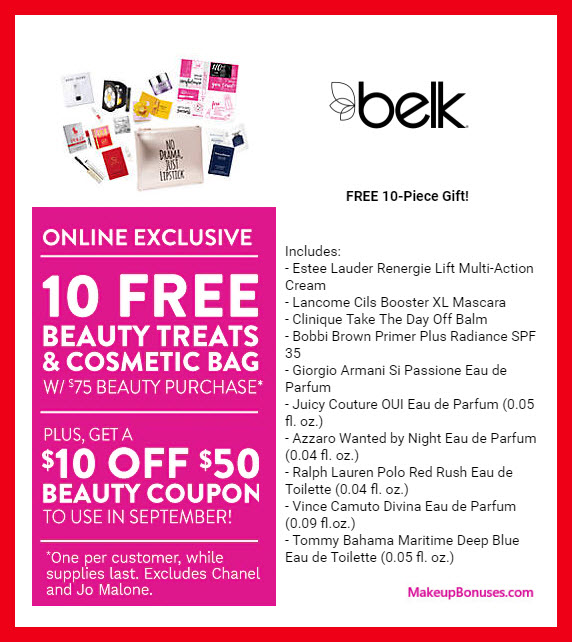 Receive a free 10-pc gift with $75 Multi-Brand purchase