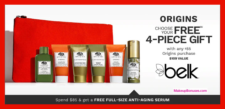 Receive your choice of 4-pc gift with $55 Origins purchase